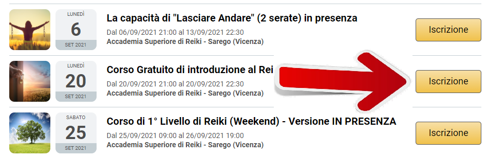 Calendario per iscrizione